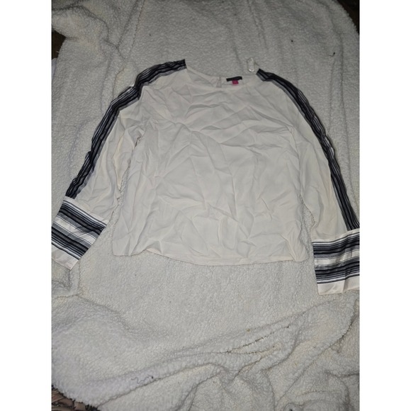 Vince Camuto Blouse Long Sleeve Striped‎ Cuff Casual Top Size S - Picture 1 of 9